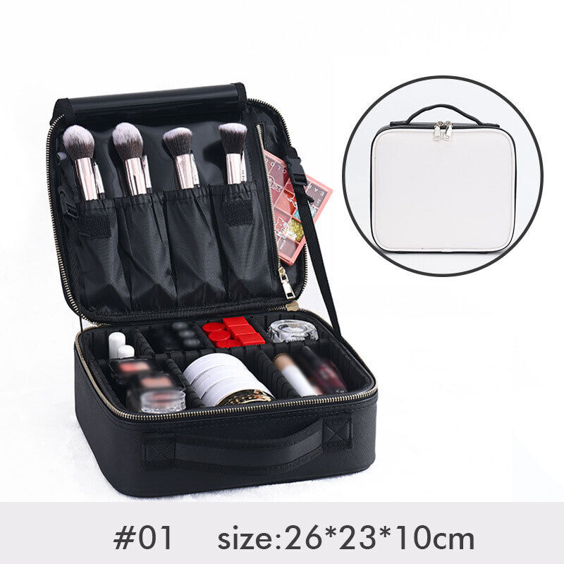 Professional Portable PU Makeup Case Travel Manicure 2 Layers Cosmetics Bags