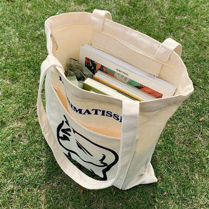 Women Canvas Shoulder Bag Casual Handbag Large Cotton Reusable Shopper Beach Bag