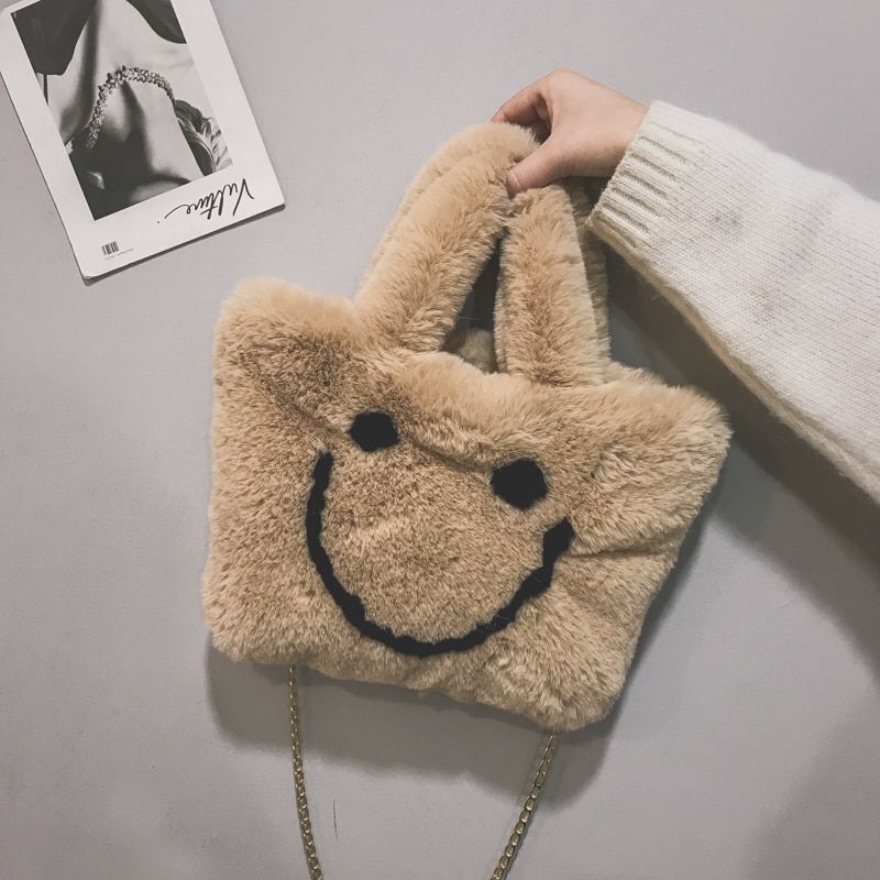 Women Smiley Handbag Buckle Shoulder Bag Soft Party Little Tote Purse Crossbody