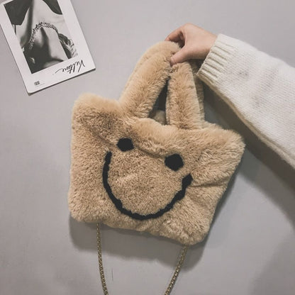 Women Smiley Handbag Buckle Shoulder Bag Soft Party Little Tote Purse Crossbody