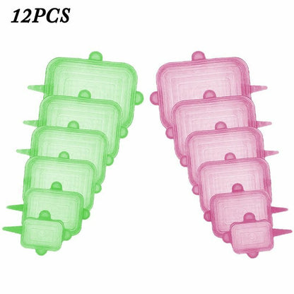 Silicone Stretch Food Cover 12pcs Reusable Elastic Adjustable Bowl Lid Universal