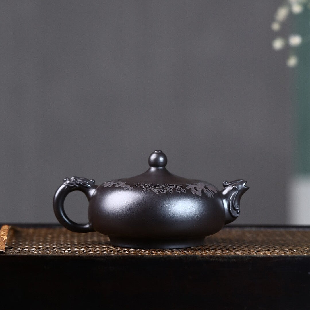 Original Ore Black Clay Tea Pot Yixing Zisha Handmade Pot 220ml Marked Teapots