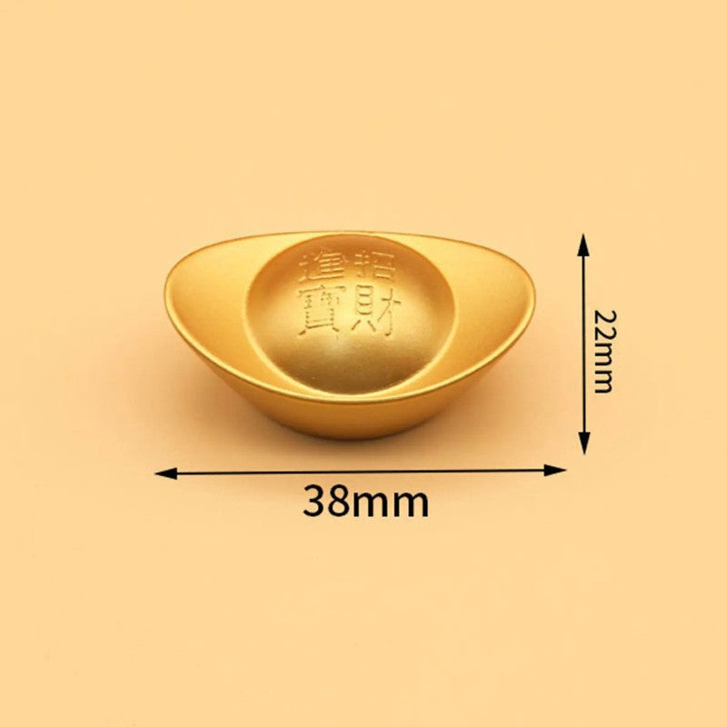 Chinese Retro Auspicious Gold Ingot Statue Wealth Mascot Desktop Ornament