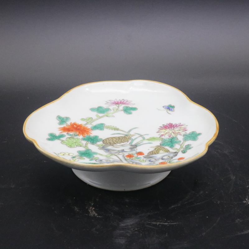 Old Chinese Qing Tongzhi porcelain Color Painted flower & bird plate