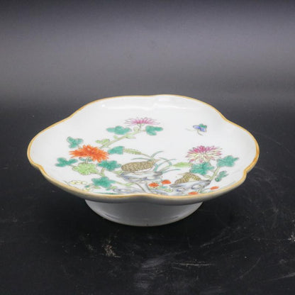 Old Chinese Qing Tongzhi porcelain Color Painted flower & bird plate