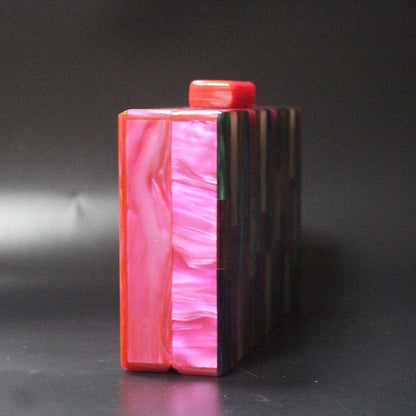 Rose Red Handmade Acrylic Clutch Glitter Bag Resin Chain Handbags 18*11*4.5 CM