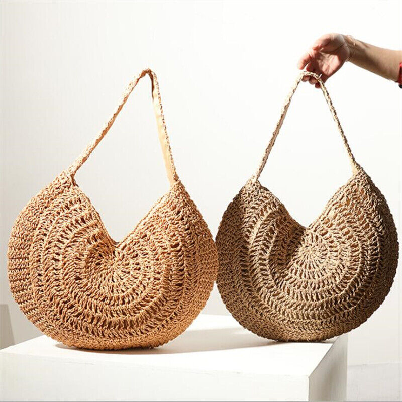 Summer Womens Beach Bag Casual Large Straw Shopping Handbag One-shoulder Bag