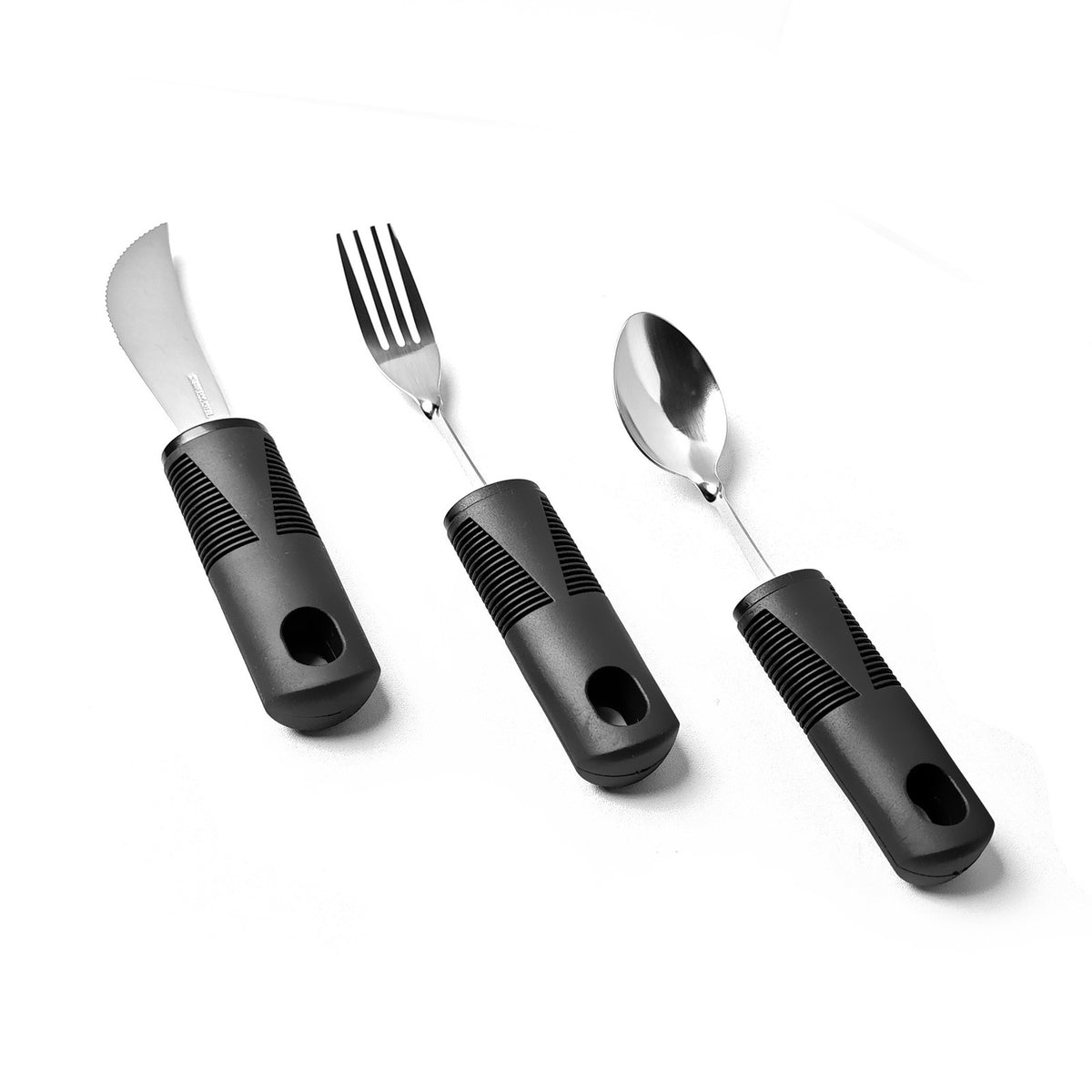 Adaptive Cutlery Set 4-Piece with Widened Non-Slip Handles for Hand Tremors