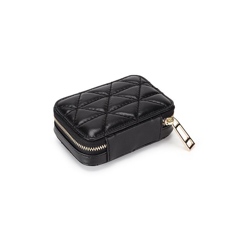 Lipstick Box Square Traveling Genuine Leather Makeup Organizer Case Cosmetic Bag