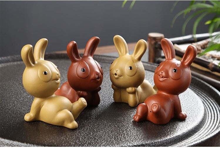 tea pet yixing zisha purple clay rabbit statue small size creative tea play new