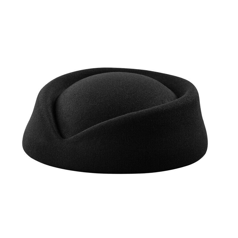 Women Wool Felt Beret Hat Teardrop Fancy Stewardess Air Hostesses Dress Hat