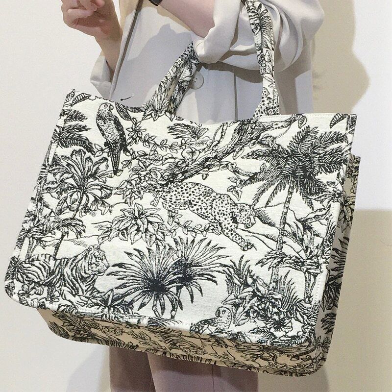 Tote Bag Women Handbag Travel Shoulder Bag Embroidery Shopping Bag