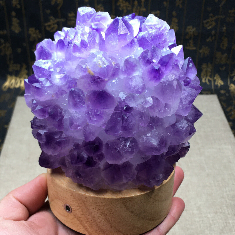 1PC Natural Amethyst light lamp Geode Quartz Cluster Crystal Healing