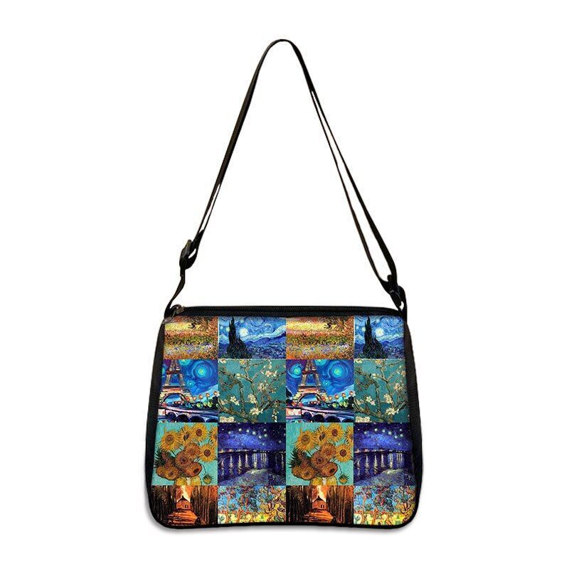 Famous Paintings Handbag Women Shoulder Bags Shopping Bag Canvas Pouch Zipper