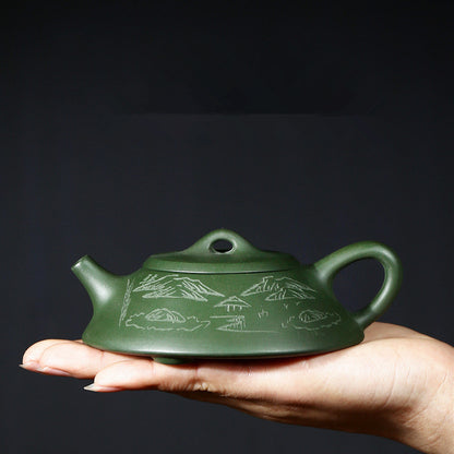 4oz Pot Real Yixing Zisha Green Clay Tea Pot Original Ore Shipiao Pot Handmade