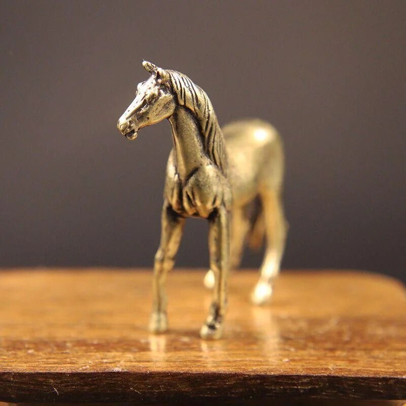 Brass Pony Ornament Solid Brass Little Steed Tea Pet Tabletop Ornament Copper