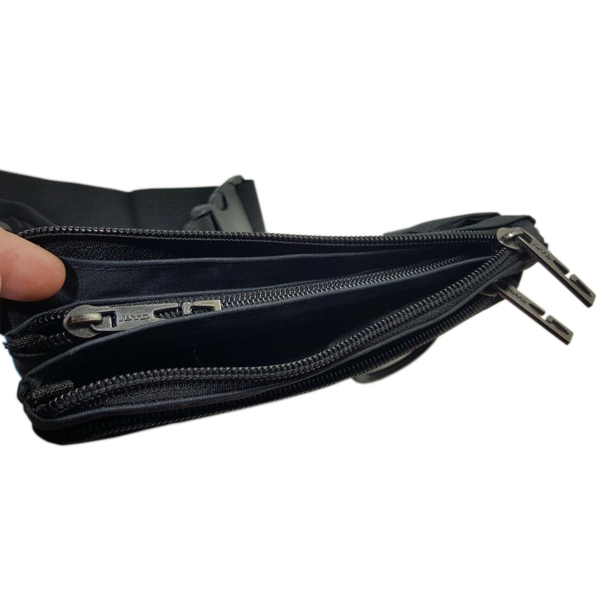 Stealth Polyester Waist Bag with 4 Separate Sections - Unisex Black Fanny Pack
