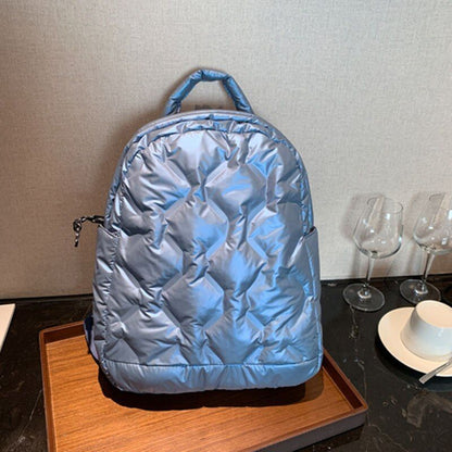 Backpack Nylon Space Padded Student School Big Shoulder Bag Luxury Handbag Blue