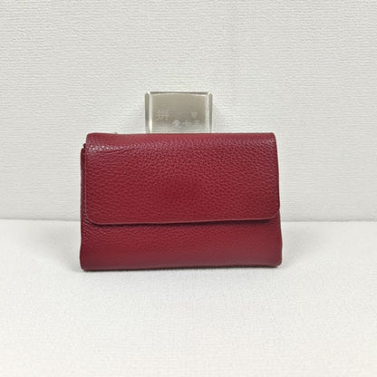 Soft Genuine Cow Leather Short Zipper Wallet Tri Fold Coin Card Holder Money Bag