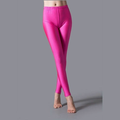 Women Leggings Solid Fluorescent Shiny Pant Spandex Shinny Elasticity Trousers