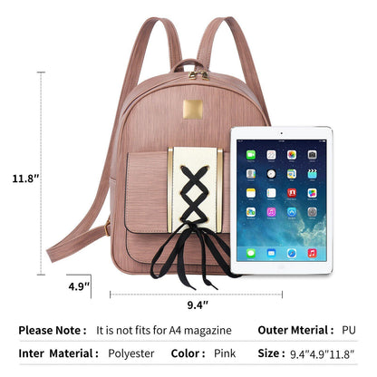 3Pcs/Set Synthetic Leather Women Backpack Purse Composite Bag Travelling Purse