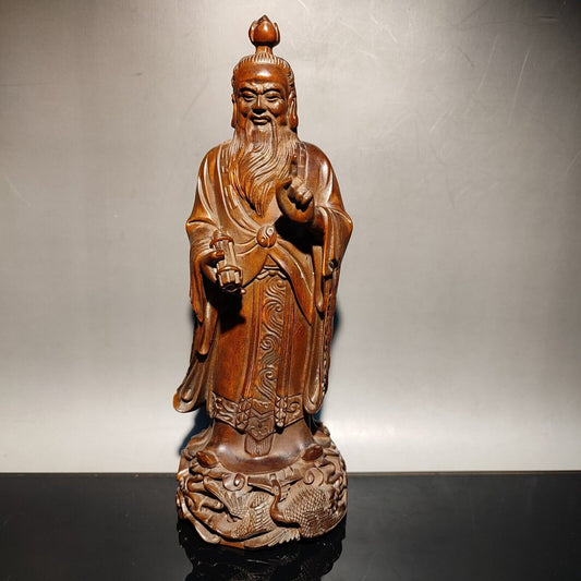 7" vintage wood carving Boxwood wooden sculpture buddha statue praying decor art