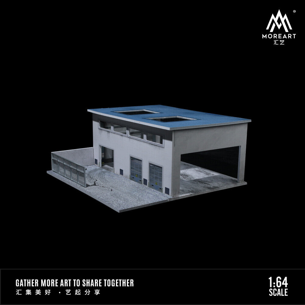 1/64 Factory Garage Model With Light Parking Lot Display Case Scene