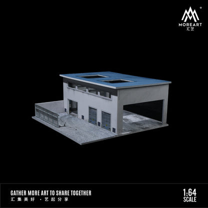 1/64 Factory Garage Model With Light Parking Lot Display Case Scene