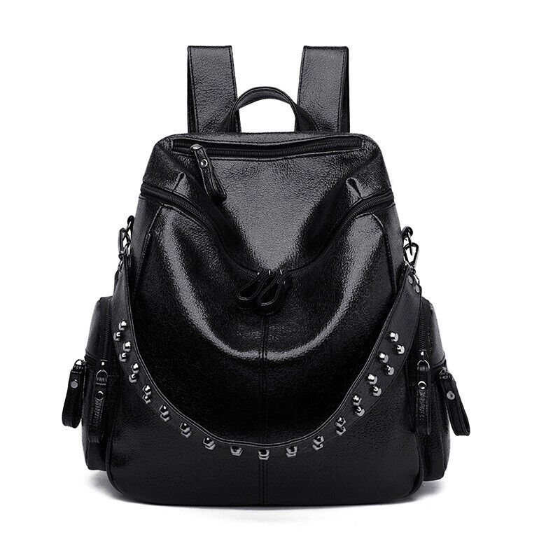 Women's Ladies Leather Backpack Purse Anti-Theft Rucksack Travel Bag Satchel