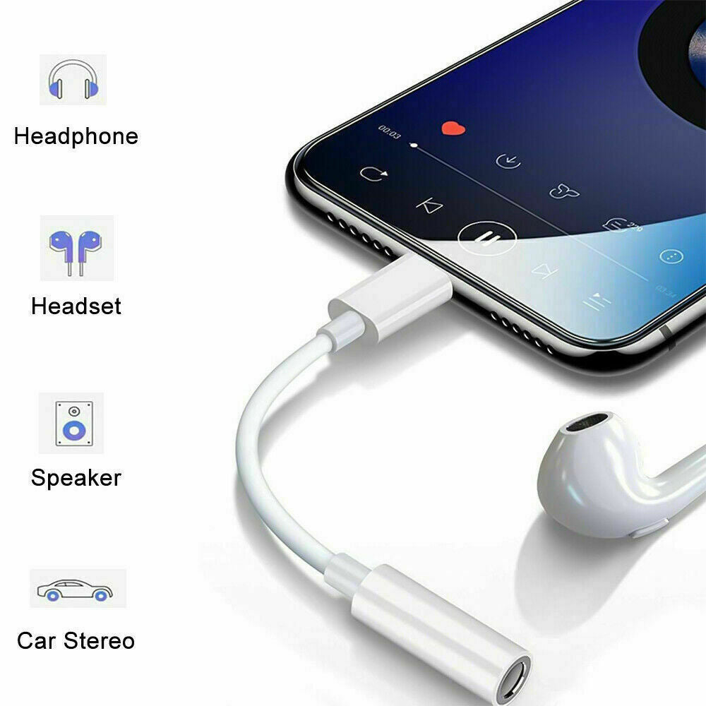 1~6PCS For iPhone Headphone Adapter Jack 8Pin to 3.5mm Aux Cord Dongle Converter