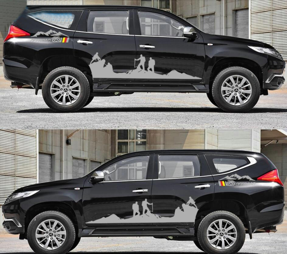 Graphics Mountain Climber Car Sticker Kit For Mitsubishi Pajero Trunk Side Decal