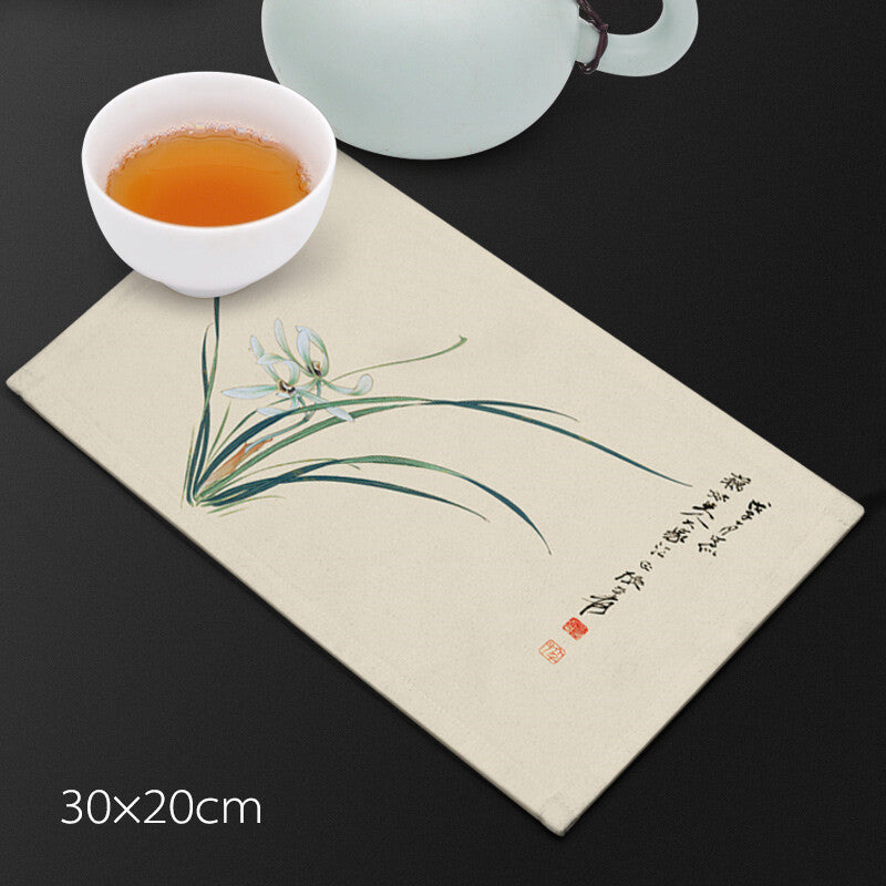 Velvet Fiber Tea Towel Water Absorbent Towel For Tea Set Pot Zen Style Lotus New