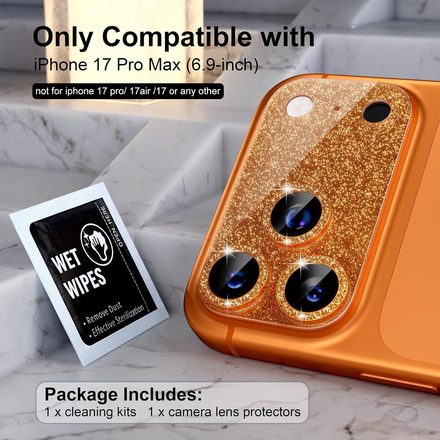 Compatible for Iphone 17 Pro Max Camera Lens Protector, Bling Camera Cover with