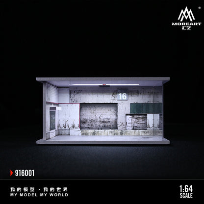 1/64 Repair Shop Model With Light Garage Parking Lot Scene Display Case