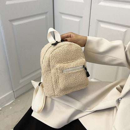 Small Plush Backpack Shoulder Bag Soft Fluffy Purse 18*21*11CM Cotton Fabric 1PC