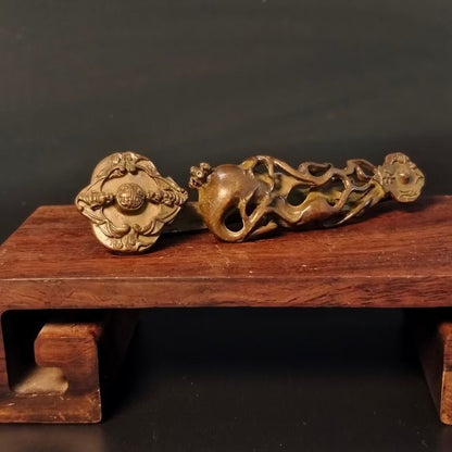 Rare bronze tea pet Tabletop Figurine Home Decor Gifts hand piece netsuke