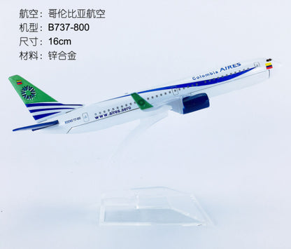 16CM Aires Colombia Boeing 737-800 Passenger Airplane Diecast Aircraft Model