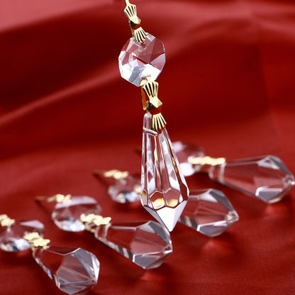 50 Gold Hook Hanging Drop Pendant Clear Chandelier Crystal Lamp Prisms Part 38mm