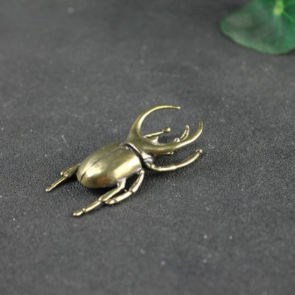 Solid Brass Insect Trypoxylus Figurines Miniatures Tea Pet Beetle Crafts