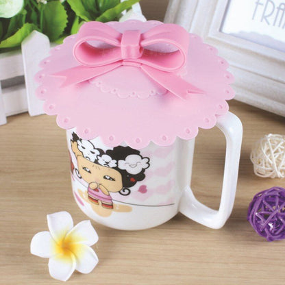 Silicone Cover Lids 10.5cm Anti-dust Coffee Tea Cup Covers Bowknot Suction Seal