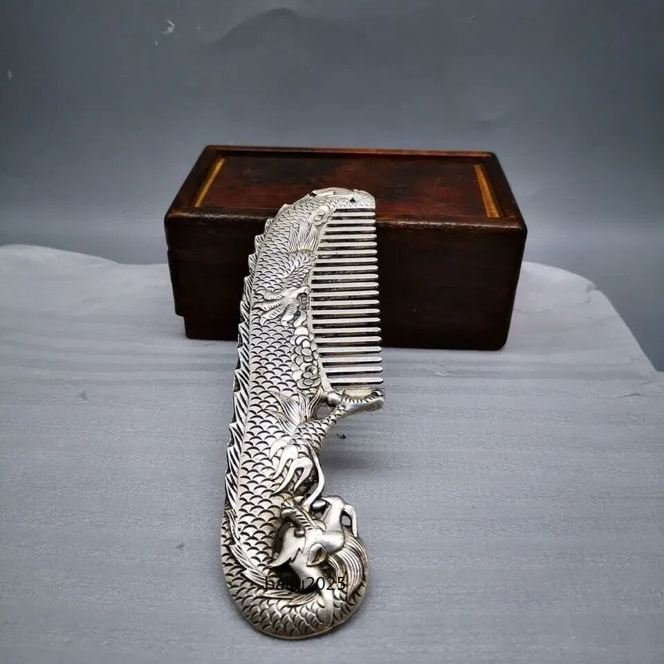 Old Chinese Tibetan Collection Handmade Dragon Classical Comb Statue