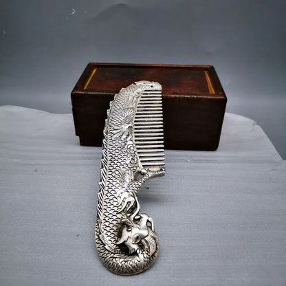 Old Chinese Tibetan Collection Handmade Dragon Classical Comb Statue