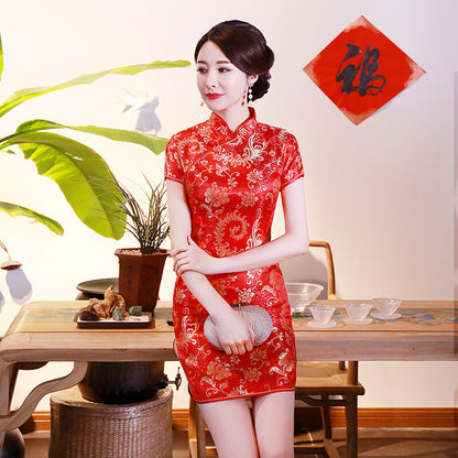 Chinese Traditional Cheongsam Women Silk Dress Prom Qipao Size S to 6XL