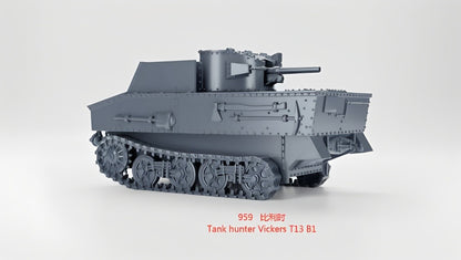 3D Printing 1/72 Belgian Tank hunter Vickers T13 B1 Unpainted