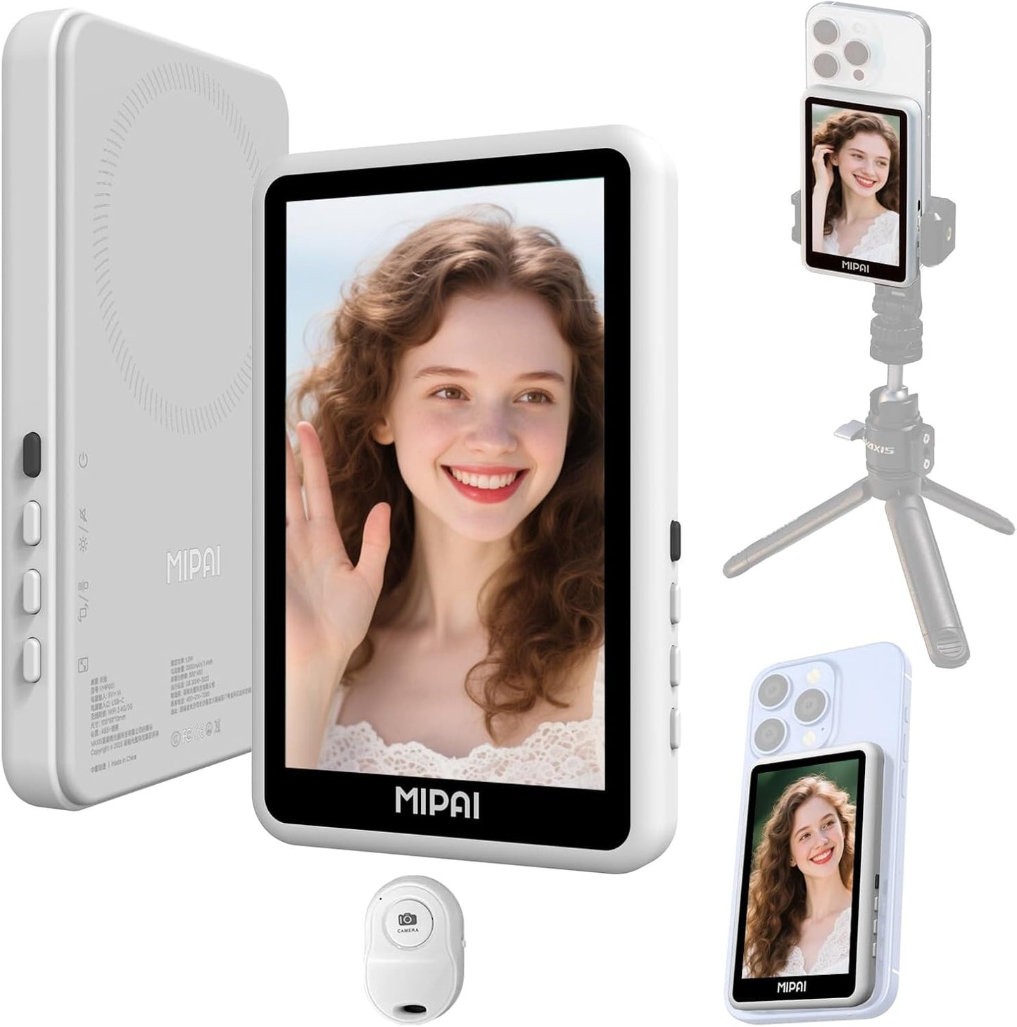 Vlog Selfie Monitor Screen for Iphone & Android,Magnetic Phone Back Camera Selfi