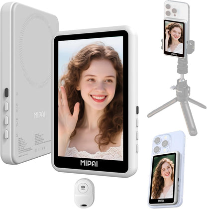 Vlog Selfie Monitor Screen for Iphone & Android,Magnetic Phone Back Camera Selfi