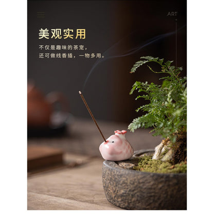 Mini Fish Ceramic Tea Pet Incense Burner 3.4cm Kung Fu TeaSet Tea Table Tea Play