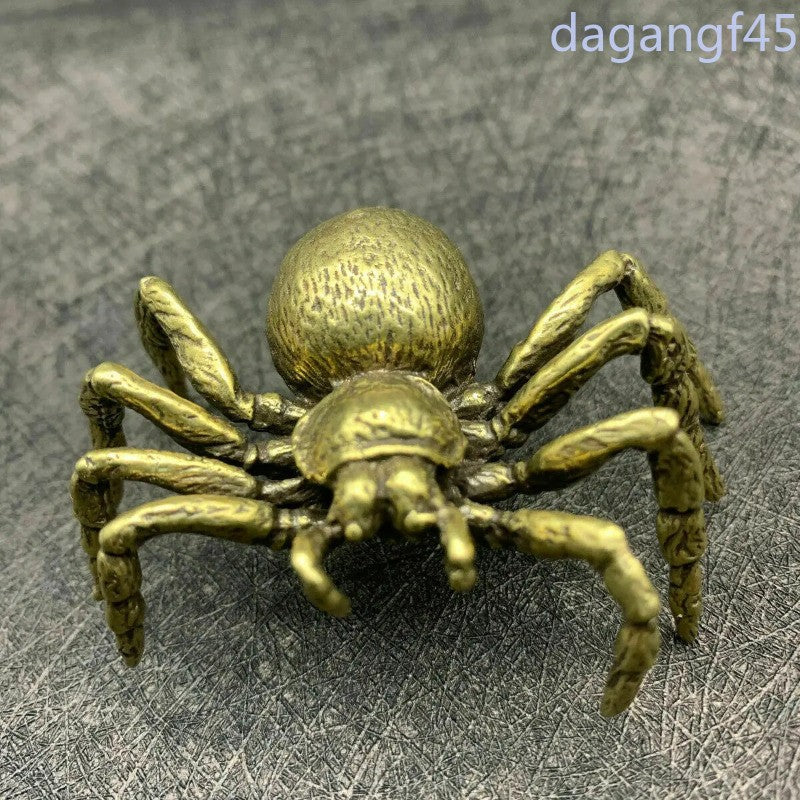 6.5cm Exquisitely Chinese Brass Spider Hand-carved Tea Pet Home Decoration