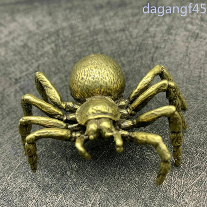 6.5cm Exquisitely Chinese Brass Spider Hand-carved Tea Pet Home Decoration