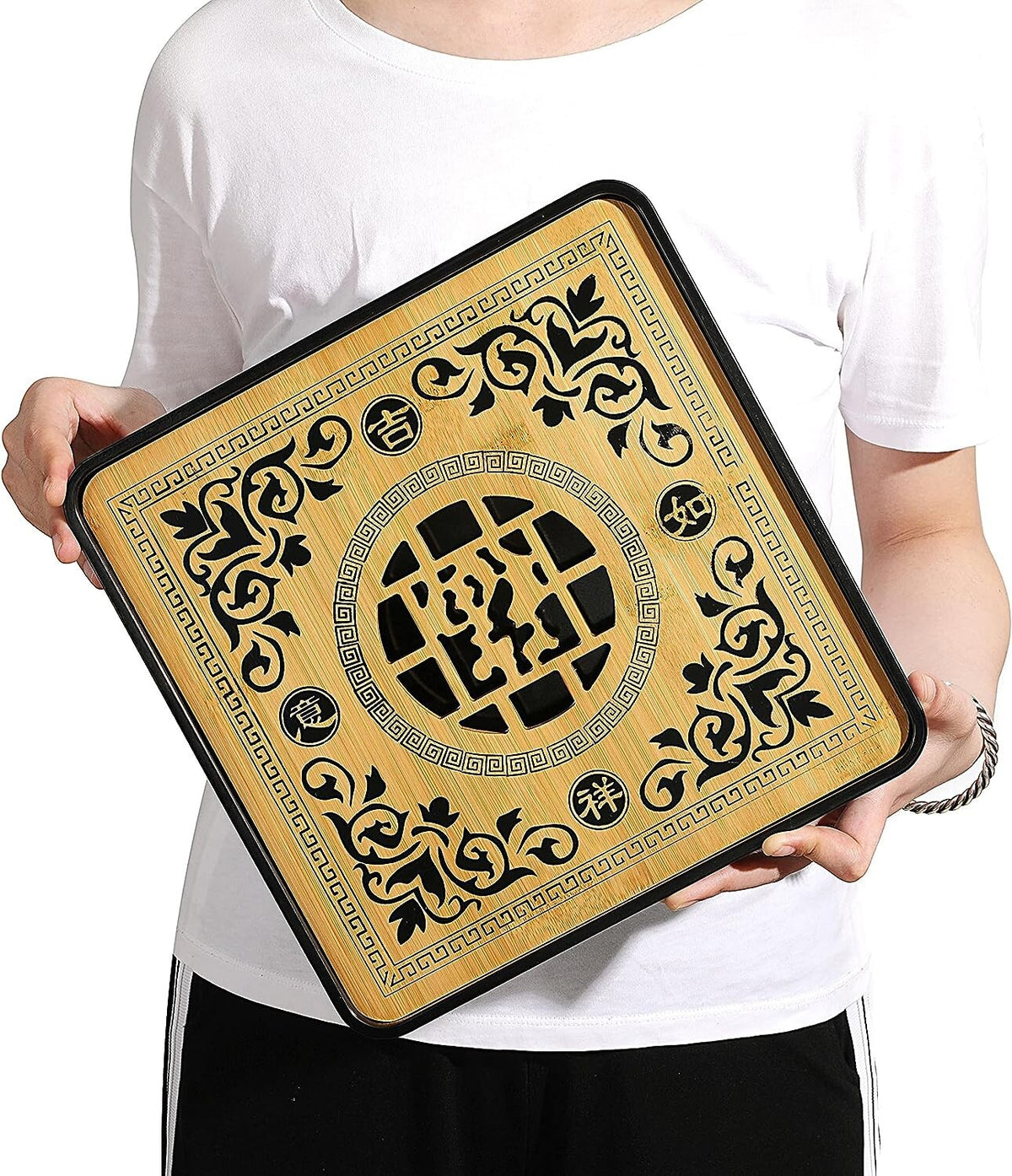 Bamboo GongFu Tea Tray Chinese Gongfu with Water Storage Tray (11"x11"x1.5")